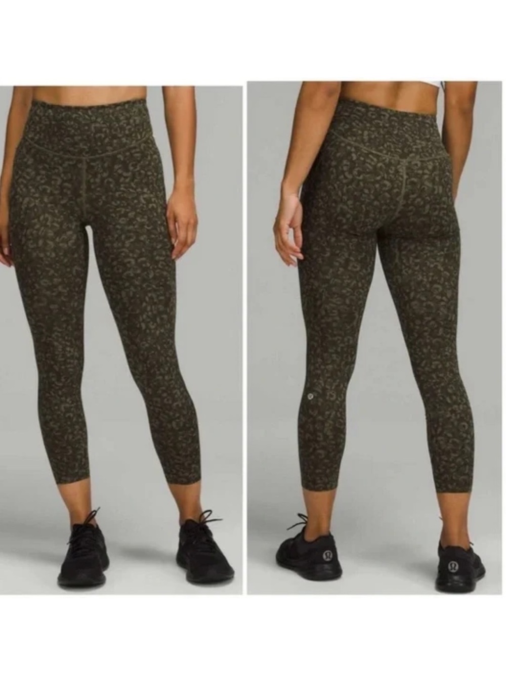 Lululemon Base Pace Crop Capri Leggings Size 2 Green Camo 24”